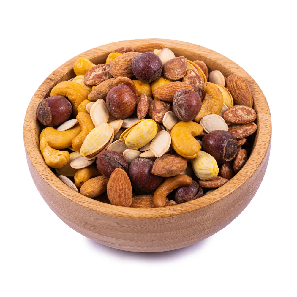 economic-nowruz-nuts-mix-barjil- in wooden bowl